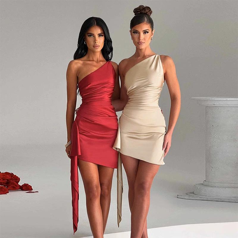 Robe Mini ÉléGante à Une Épaule pour Occasions Spéciales