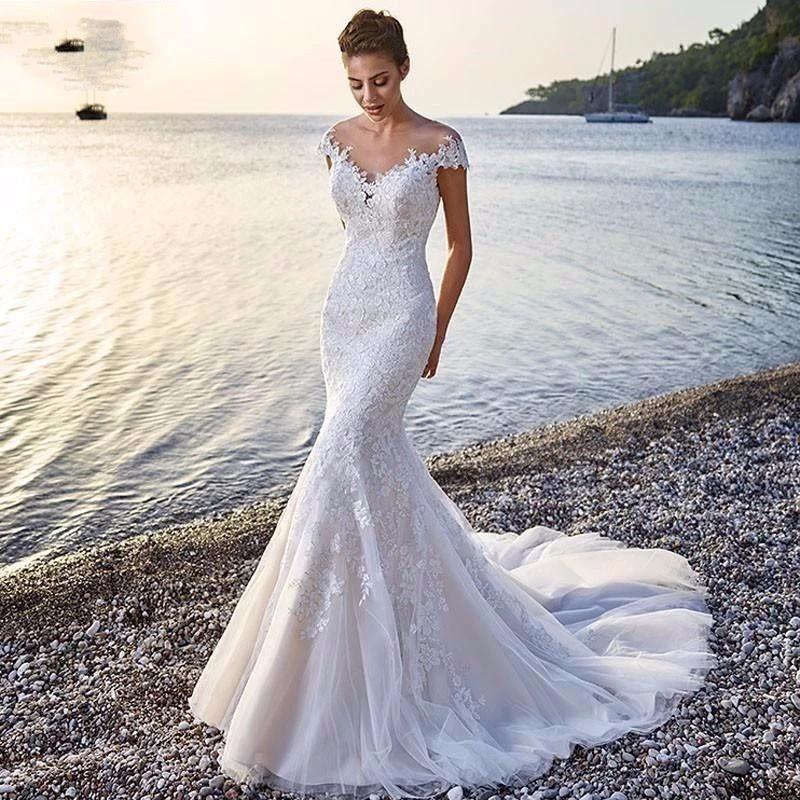 Vestido de Novia Sirena Princesa - Gown de Encaje Blanco