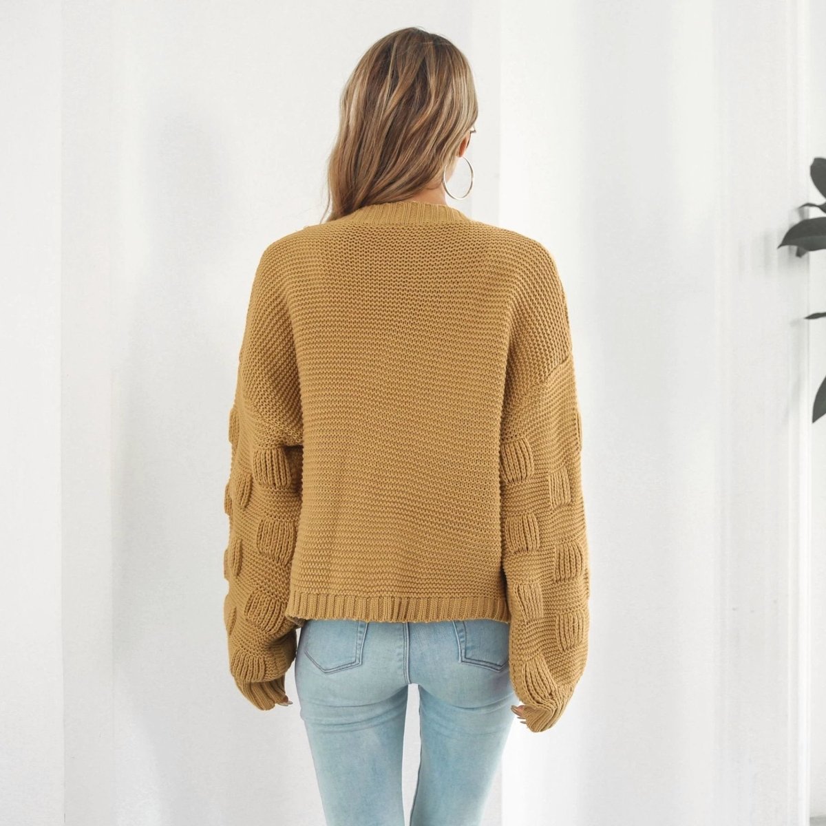 Puff Sleeve Cardigan Sweater for Women