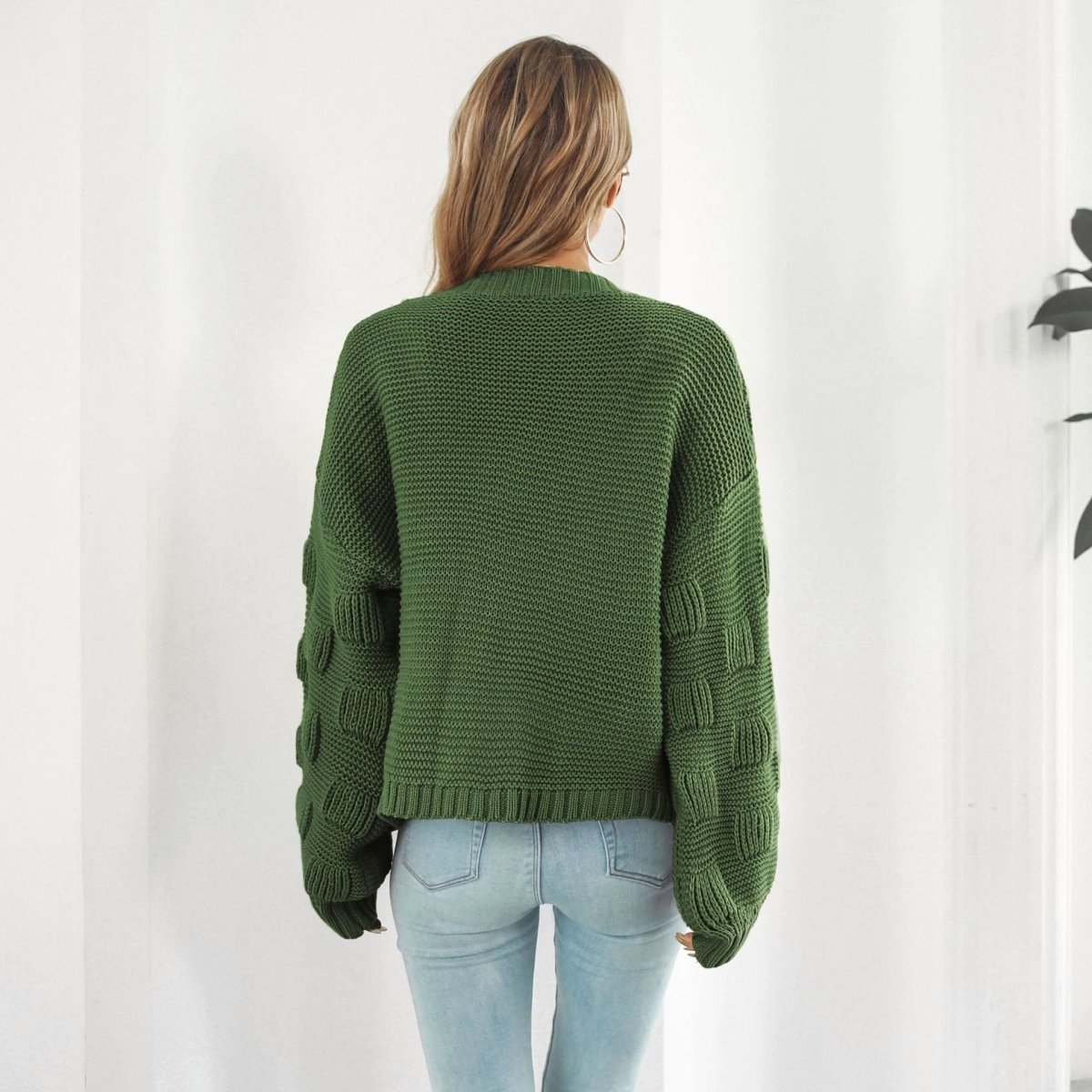 Puff Sleeve Cardigan Sweater for Women