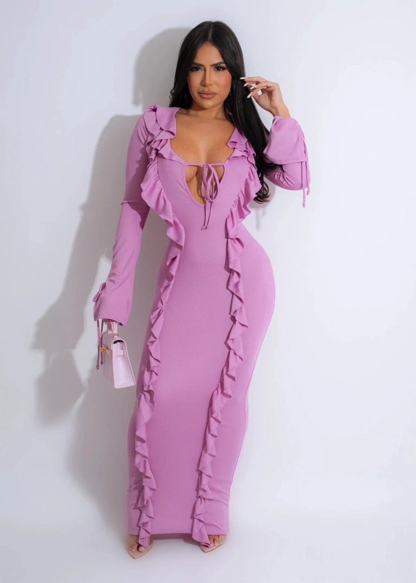 Vestido de Orillo Atado de Color Puro