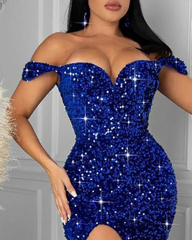 Vestido de Noche de Tubo con Lentejuelas Deslumbrantes