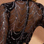Robe Maxi Élégante en Sequins avec Manches Longues pour Occasions Spéciales