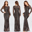 Robe Maxi Élégante en Sequins avec Manches Longues pour Occasions Spéciales