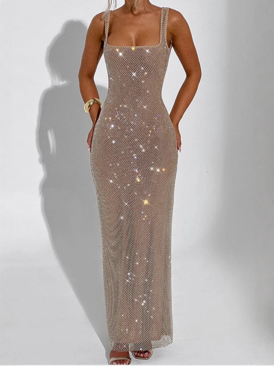 Vestido de lentejuelas elegante con tirantes dobles