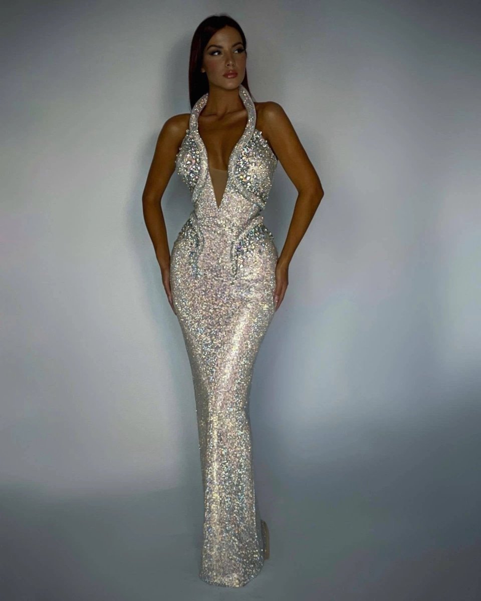 Elegant Sequined Sheath Evening Dress