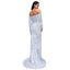 Vestido de Noche Elegante Sin Tirantes con Mangas Largas y Lentejuelas