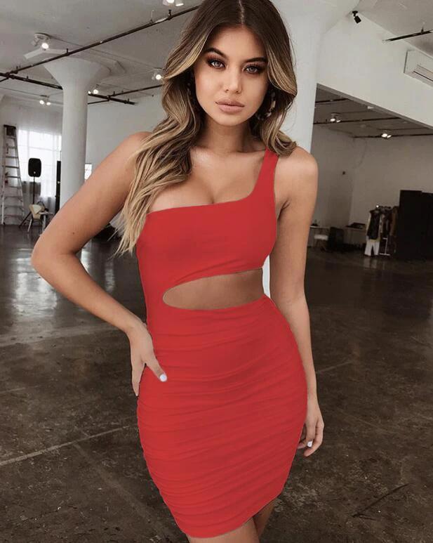 Vestido Corto Ajustado de Un Hombro para Mujeres