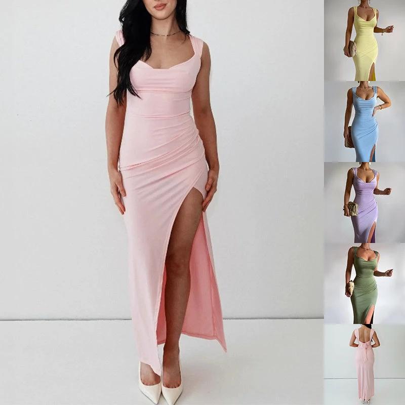Vestido Slim Sin Mangas con Diseño de Lazo en la Espalda