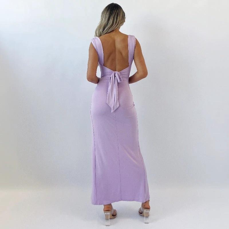Vestido Slim Sin Mangas con Diseño de Lazo en la Espalda