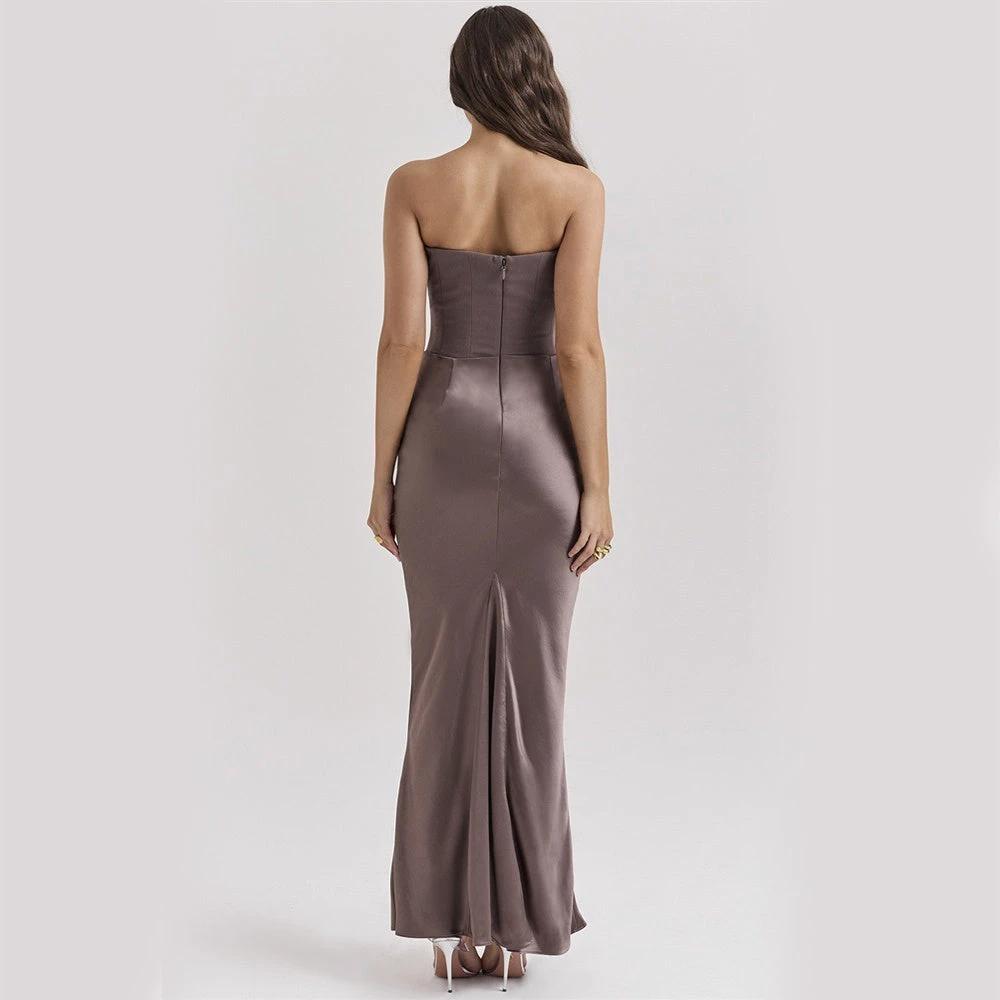 Elegant Slim Tube Top Long Dress for Special Occasions