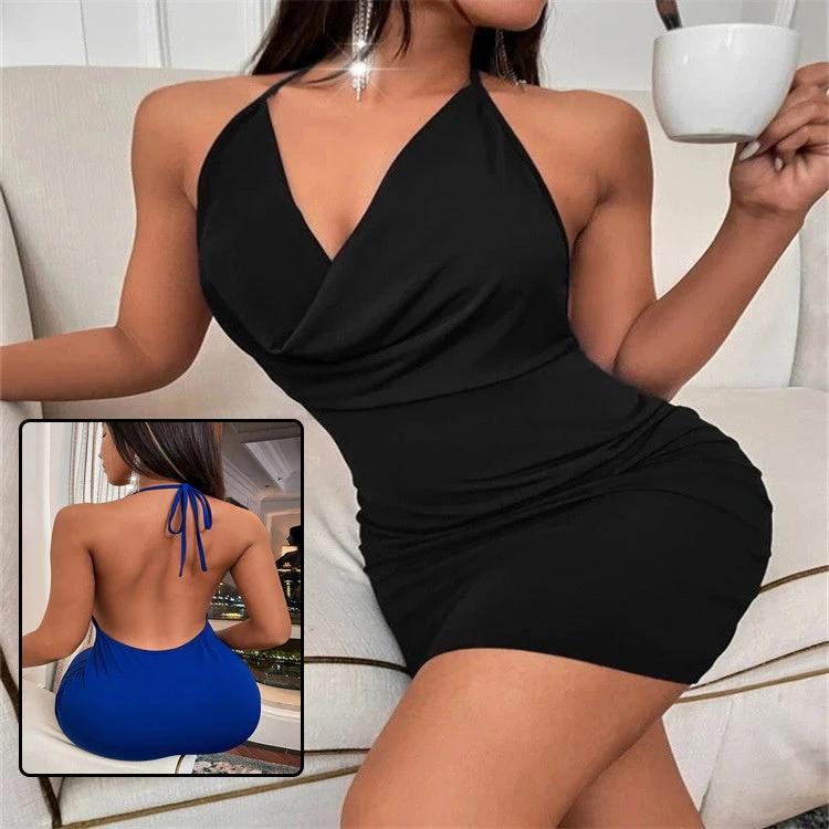 Robe élégante d'été à décolleté en V profond et dos nu