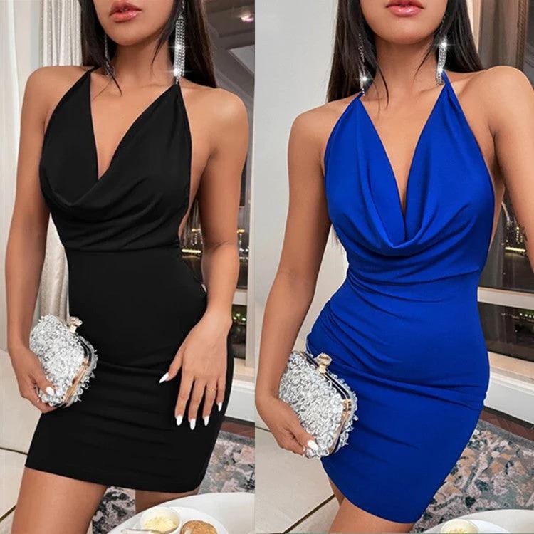 Robe élégante d'été à décolleté en V profond et dos nu