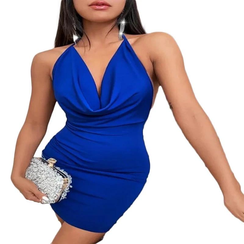 Robe élégante d'été à décolleté en V profond et dos nu