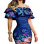 Women Black Off Shoulder Ruched Layered Ruffles Dress