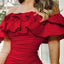 Women Black Off Shoulder Ruched Layered Ruffles Dress