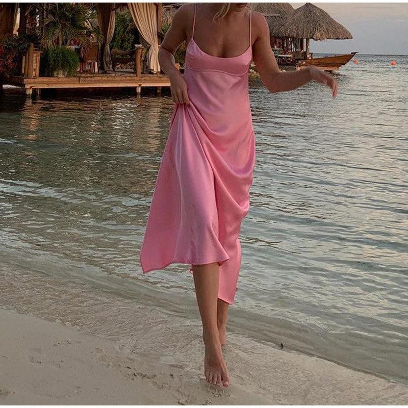 Vestido Largo de Camisón de Satén Elegante para Mujeres