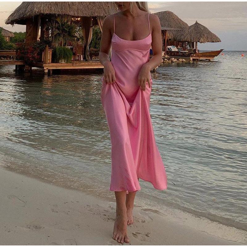 Vestido Largo de Camisón de Satén Elegante para Mujeres
