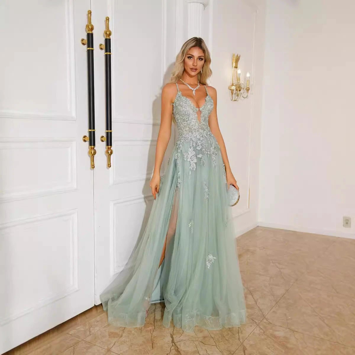 Elegant Women's Evening Suspender Dance Dress
