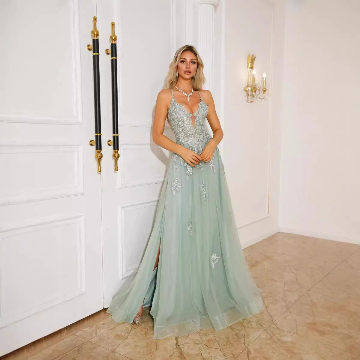 Elegant Women's Evening Suspender Dance Dress