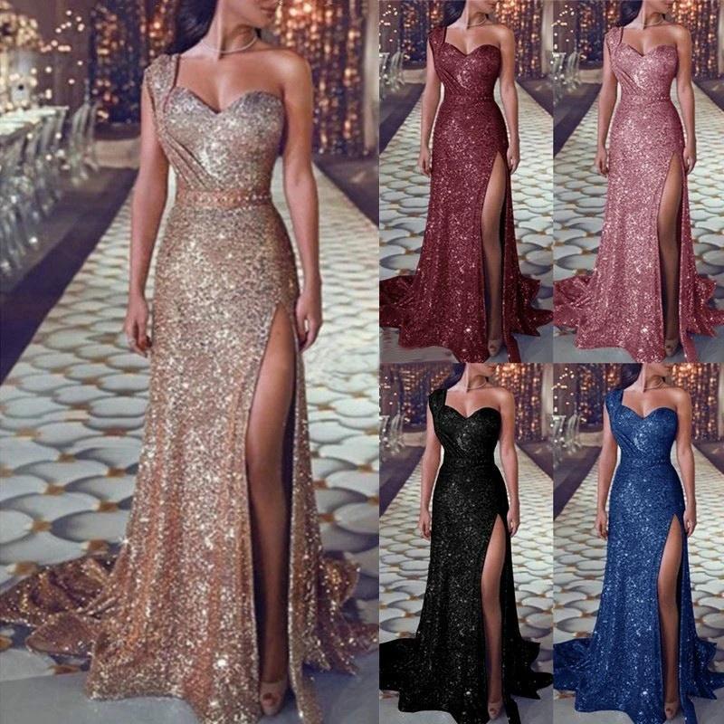 Vestido de una sola manga sin mangas con abertura para mujer