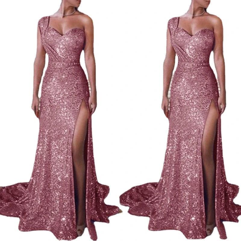 Vestido de una sola manga sin mangas con abertura para mujer