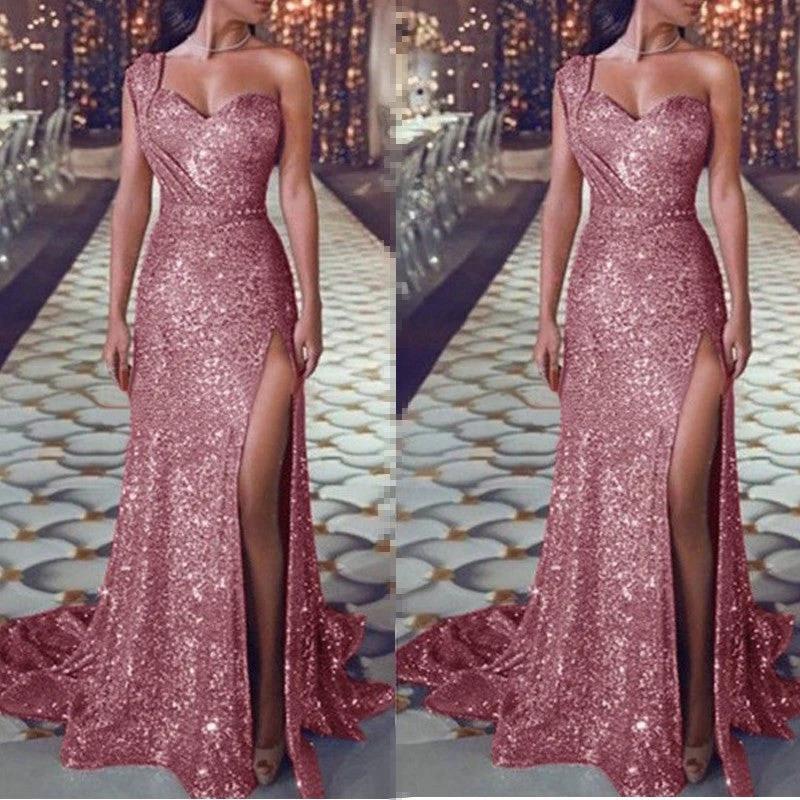 Vestido de una sola manga sin mangas con abertura para mujer