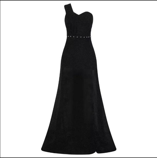 Vestido de una sola manga sin mangas con abertura para mujer