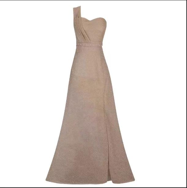 Vestido de una sola manga sin mangas con abertura para mujer
