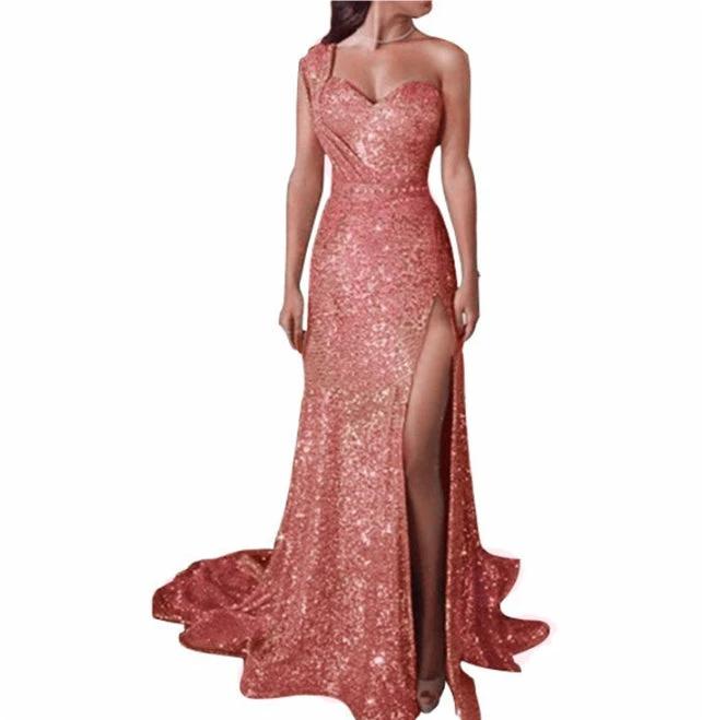 Vestido de una sola manga sin mangas con abertura para mujer