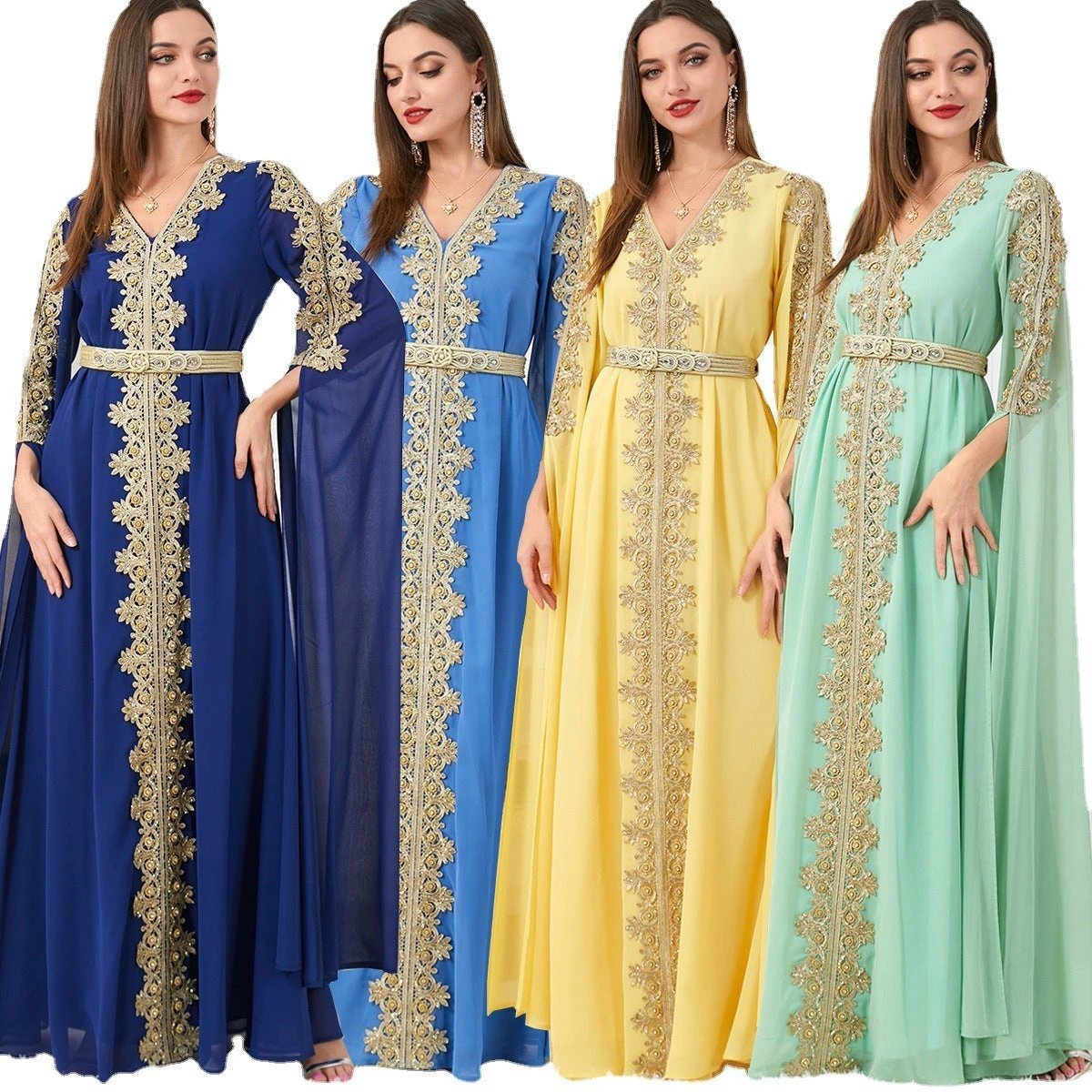Vestido de Manga Larga Extra Largo para Mujer con Corte Asimétrico