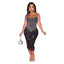Vestido de Malla con Rhinestones para Mujeres con Tirantes Ajustados