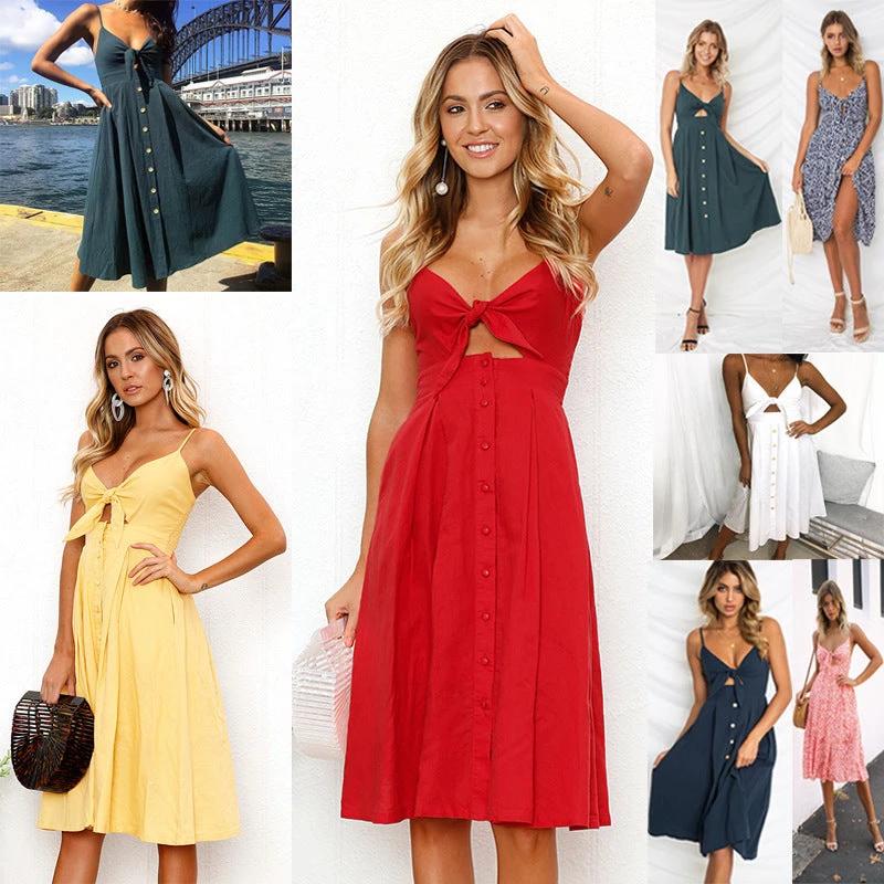 Robe d'été sans manches et dos nu pour femmes élégante