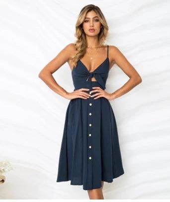 Robe d'été sans manches et dos nu pour femmes élégante