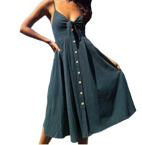 Robe d'été sans manches et dos nu pour femmes élégante