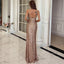 Elegante vestido maxi de tirantes espagueti con lentejuelas para mujer con escote en V