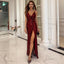 Elegante vestido maxi de tirantes espagueti con lentejuelas para mujer con escote en V