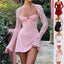 Y2K Lace Long Sleeve Dress with Corset Back