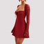 Y2K Lace Long Sleeve Dress with Corset Back