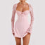 Y2K Lace Long Sleeve Dress with Corset Back