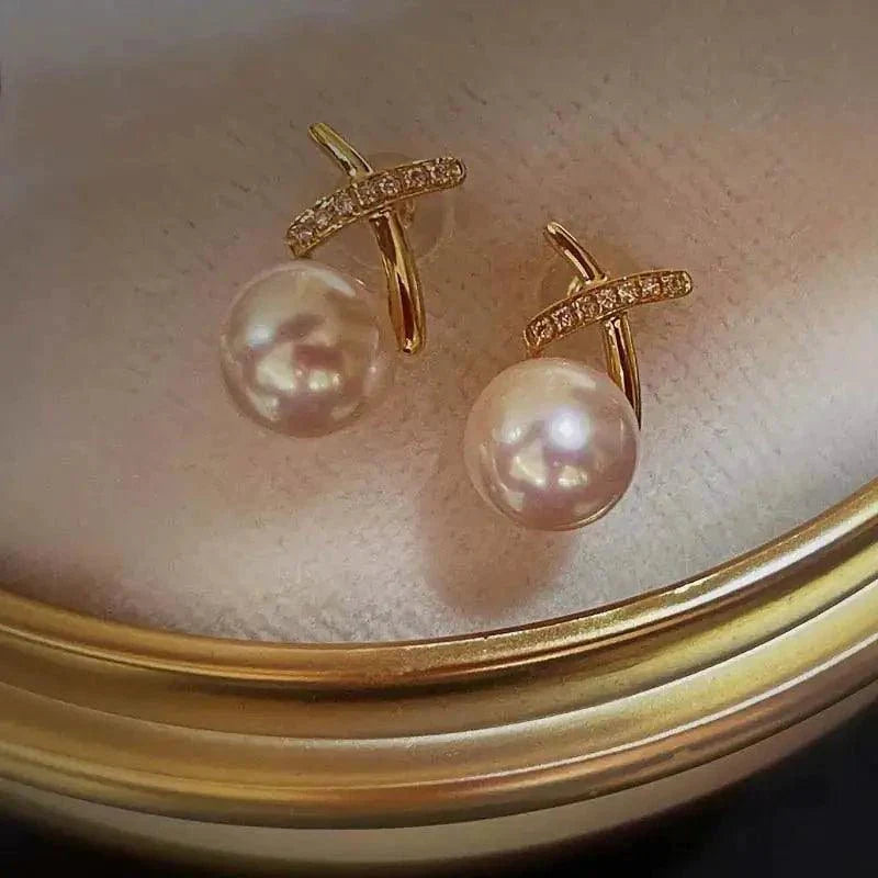 Boucles d'oreilles Élégance Perle Dorée 18K