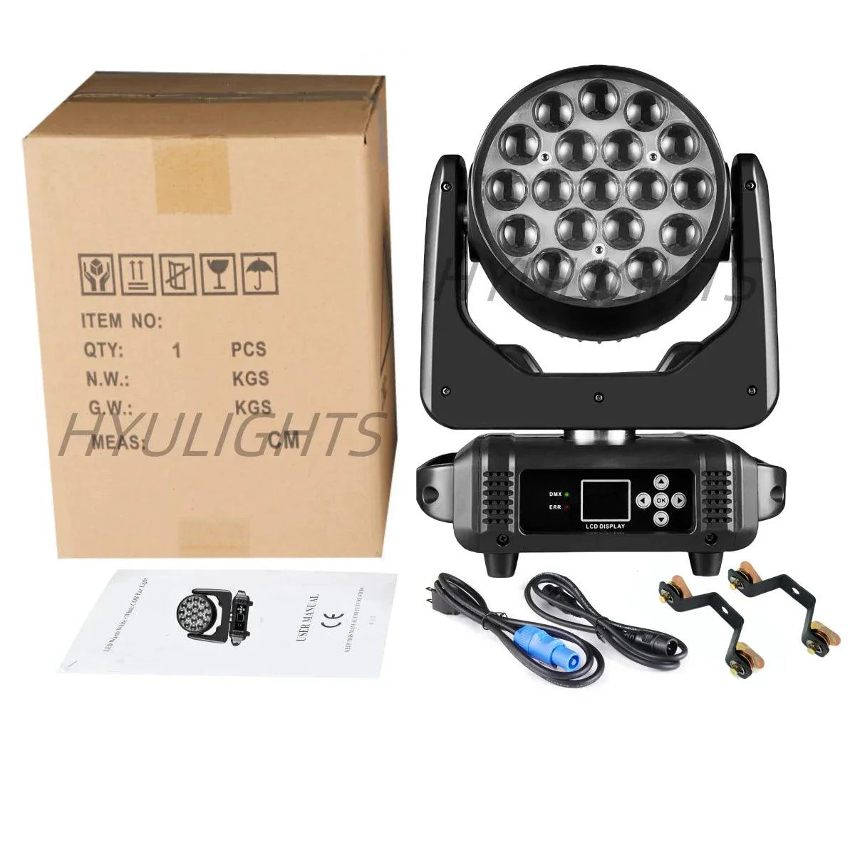 19x15W RGBW LED Moving Head Light - DMX512 Stage Lighting