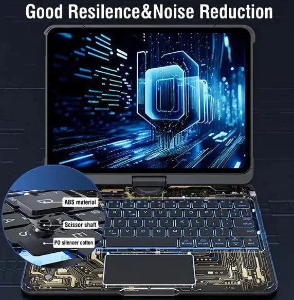 Funda transparente con teclado giratorio de 360° para iPad