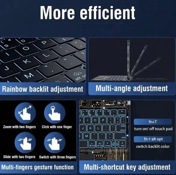 Funda transparente con teclado giratorio de 360° para iPad