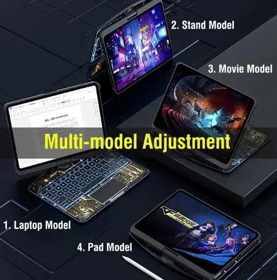 Funda transparente con teclado giratorio de 360° para iPad
