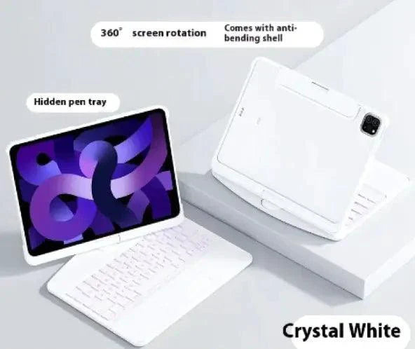 Funda transparente con teclado giratorio de 360° para iPad
