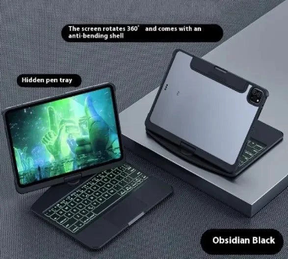 Funda transparente con teclado giratorio de 360° para iPad