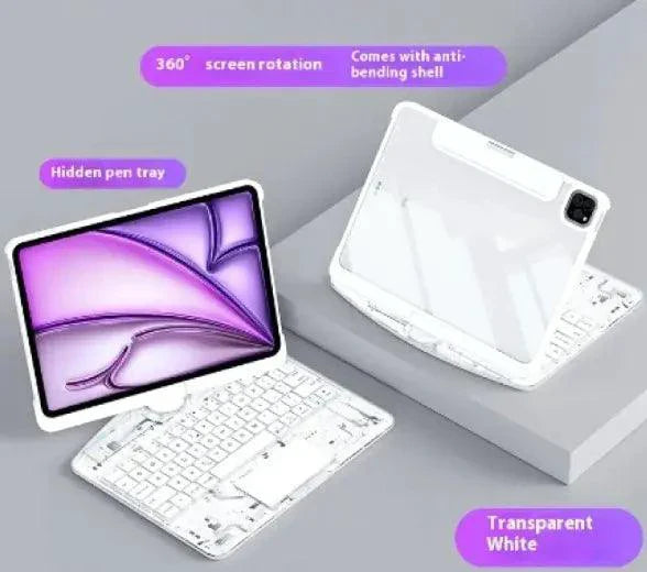 Funda transparente con teclado giratorio de 360° para iPad