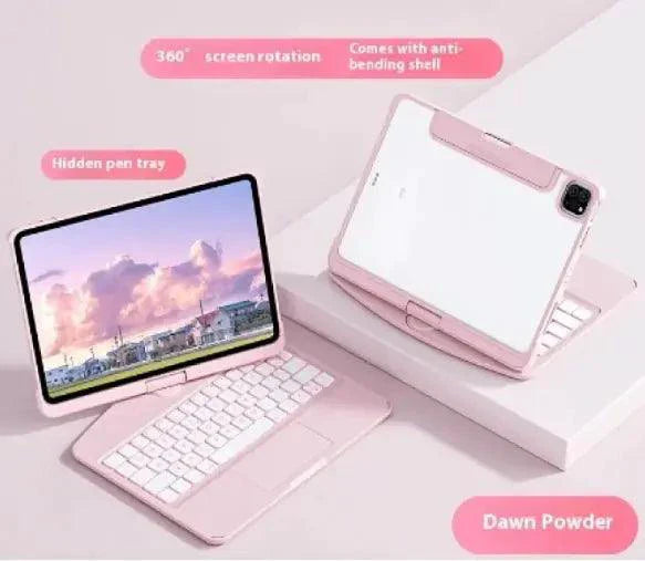 Funda transparente con teclado giratorio de 360° para iPad