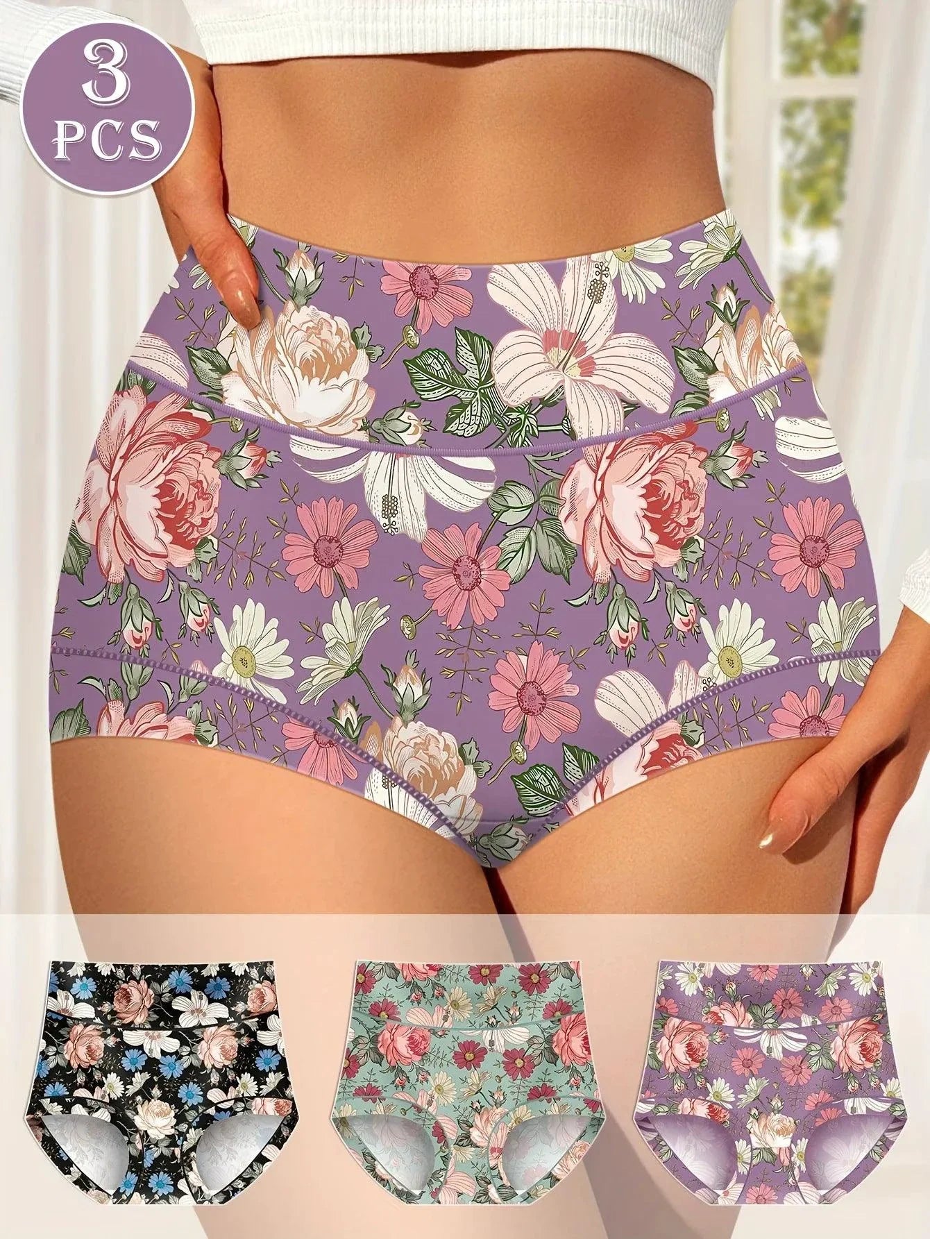 Conjunto de 3 Braguitas de Cintura Alta para Mujeres - Cómodas y Elegantes